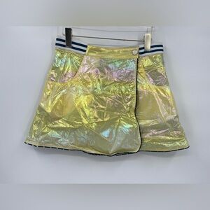 BURU Reversible Tennis Skirt - Navy Bows & Yellow‎ Lurex size small